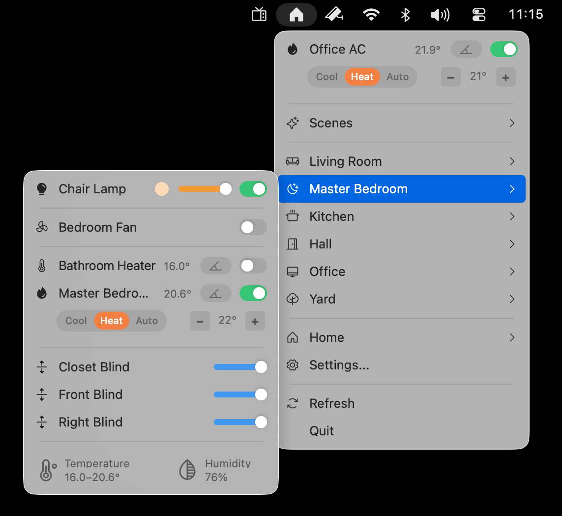 Itsyhome Smart-Home-Menüleisten-App